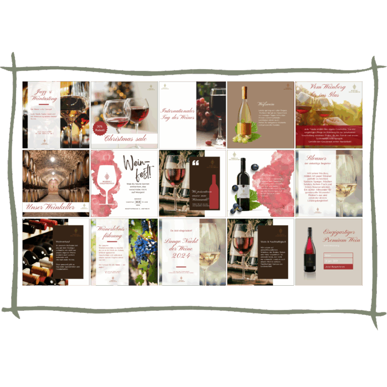 Social Media Management & Instagram Feed Design für ein Weingut mit Fokus auf Regionalität, Tradition und stimmiger Markenkommunikation.